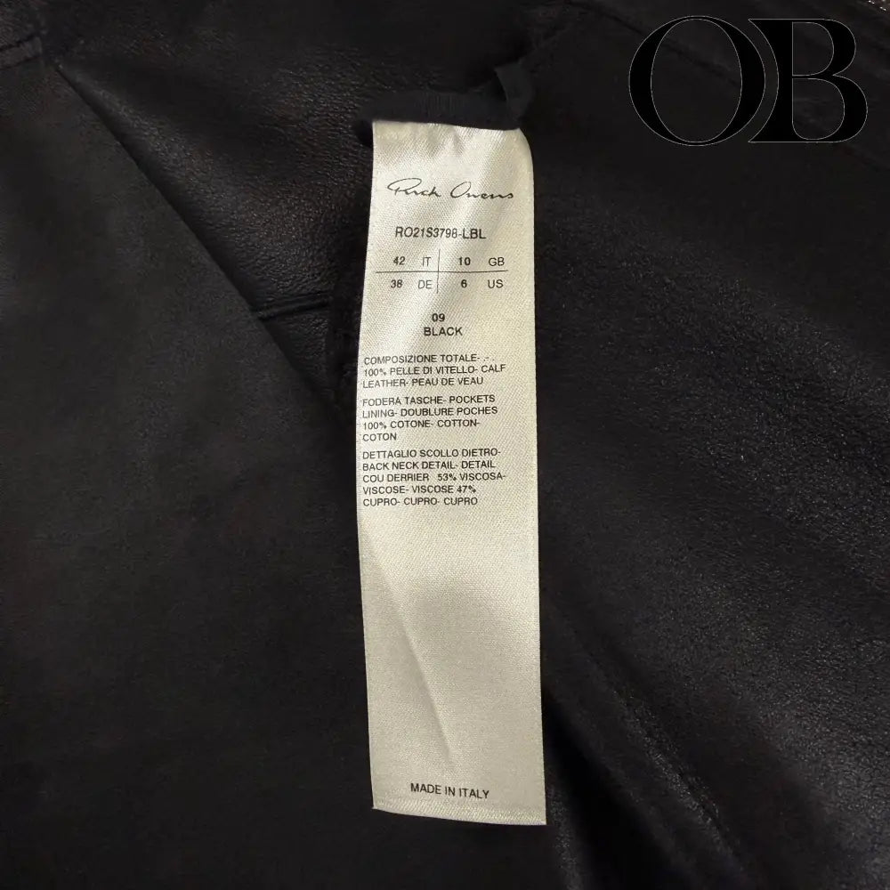Rick Owens SS21 Phlegethon Leather Jacket S outerwear