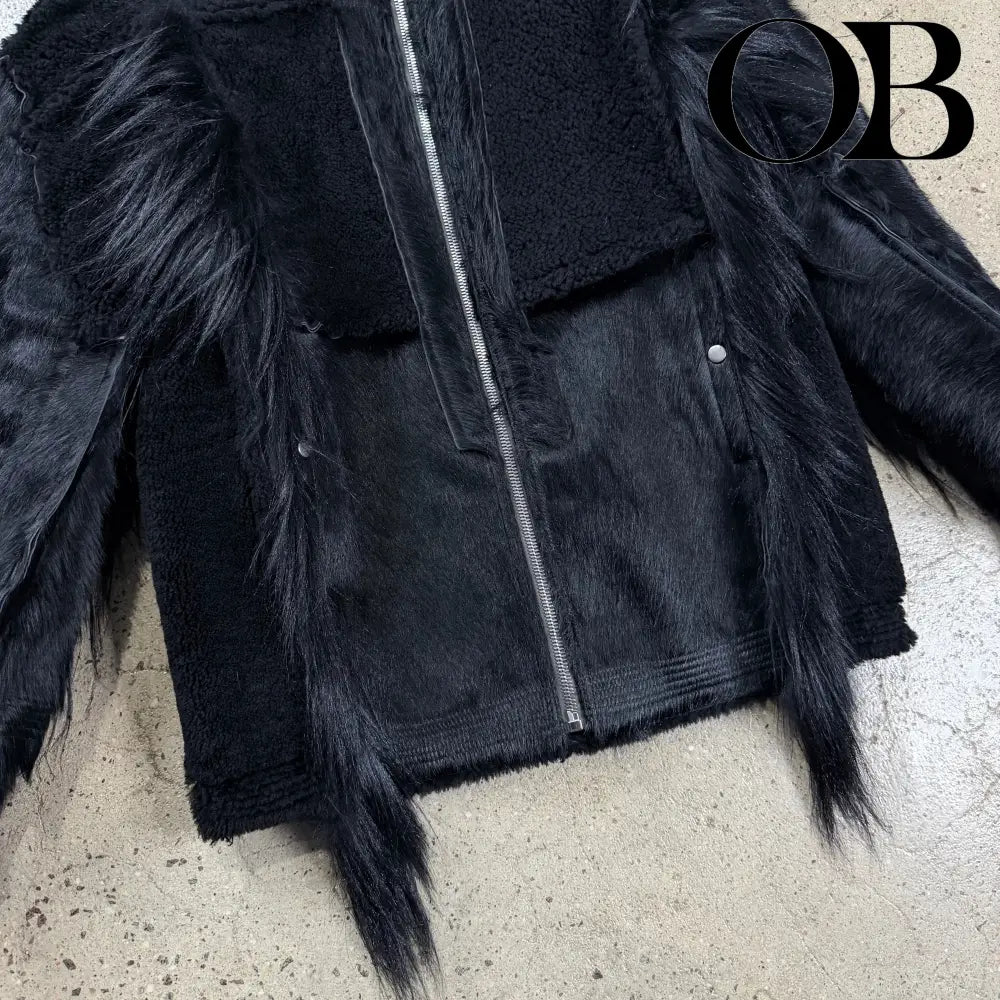 Rick Owens Strobe Collage Fur Coat 46 outerwear