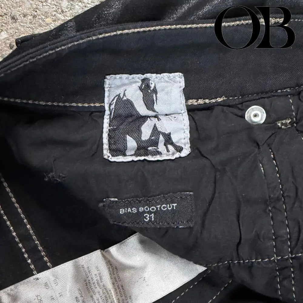 Rick Owens Waxed Bias Cut Jeans 31 bottoms
