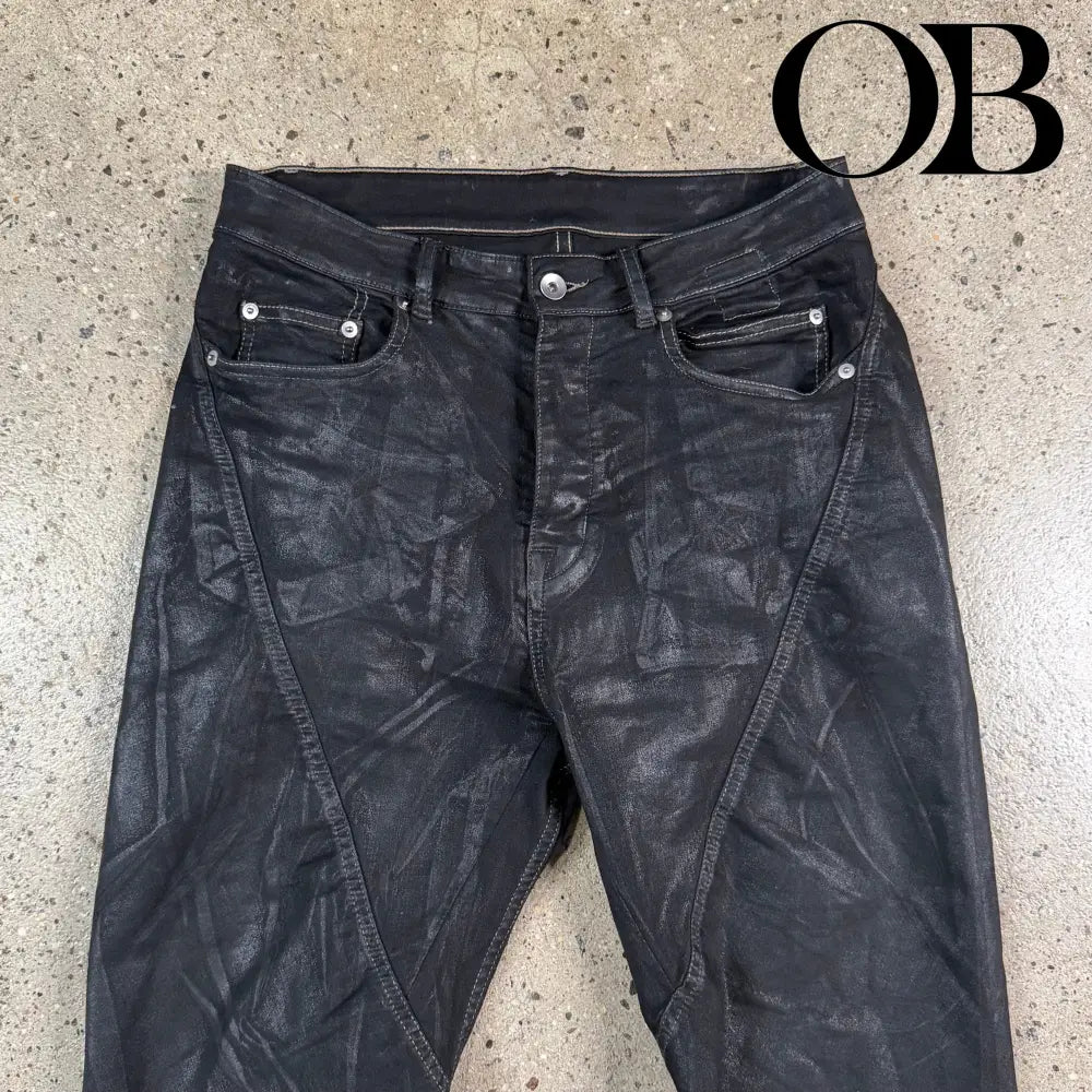 Rick Owens Waxed Bias Cut Jeans 31 bottoms