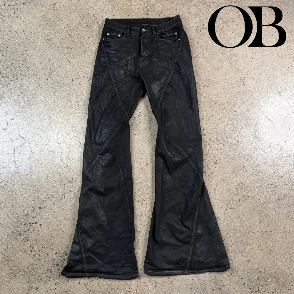 Rick Owens Waxed Bias Cut Jeans 31 bottoms