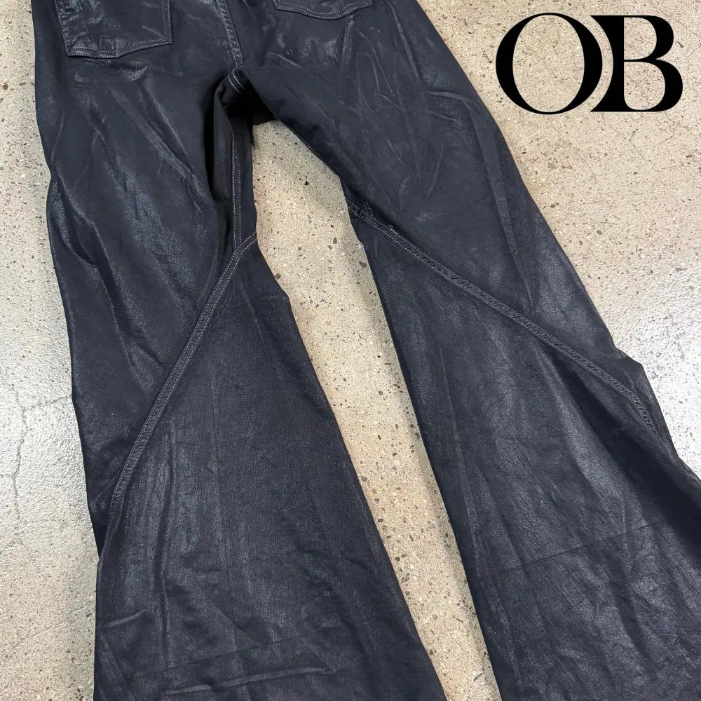 Rick Owens Waxed Bias Cut Jeans 31 bottoms