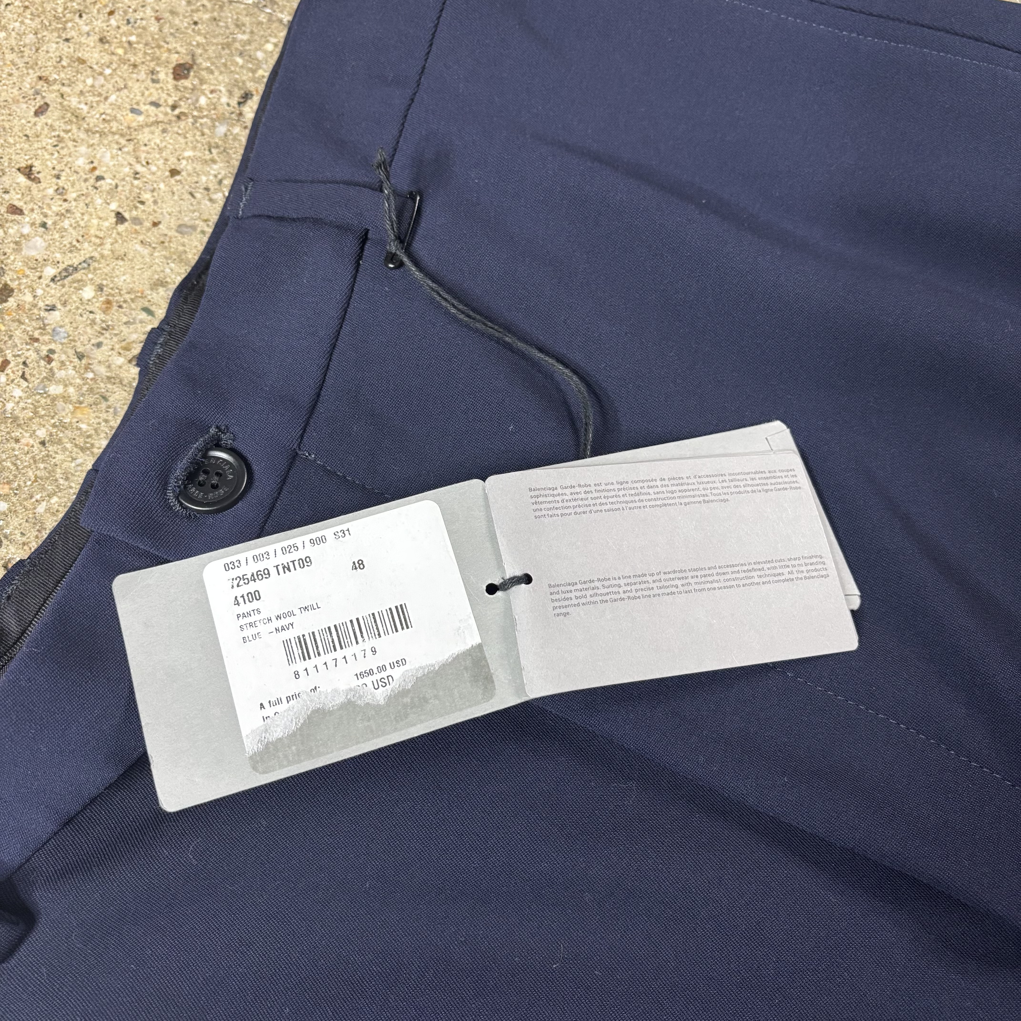 Balenciaga Navy Pleated Pants - View 4