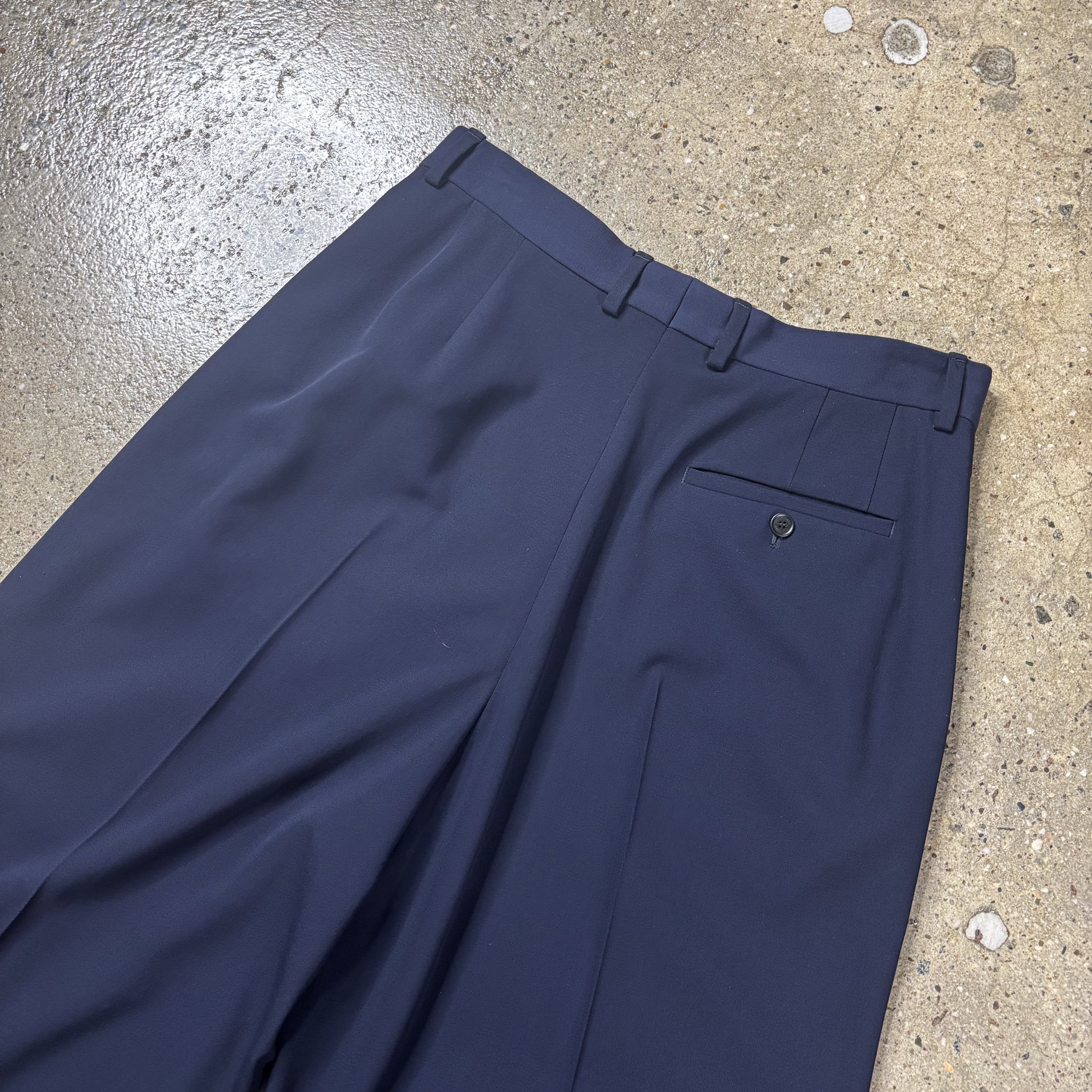 Balenciaga Navy Pleated Pants - View 8