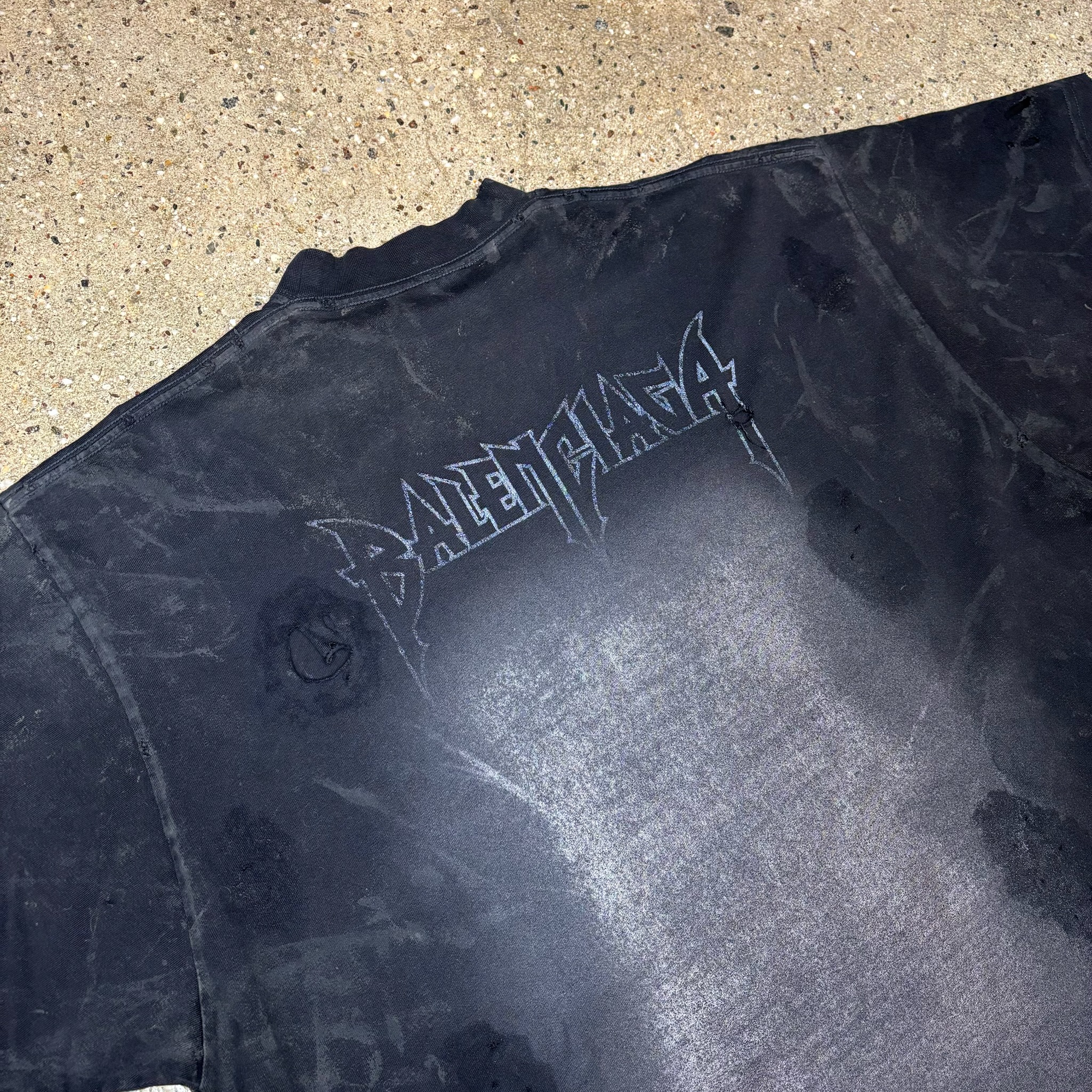Balenciaga Distressed Paris Tee - View 3