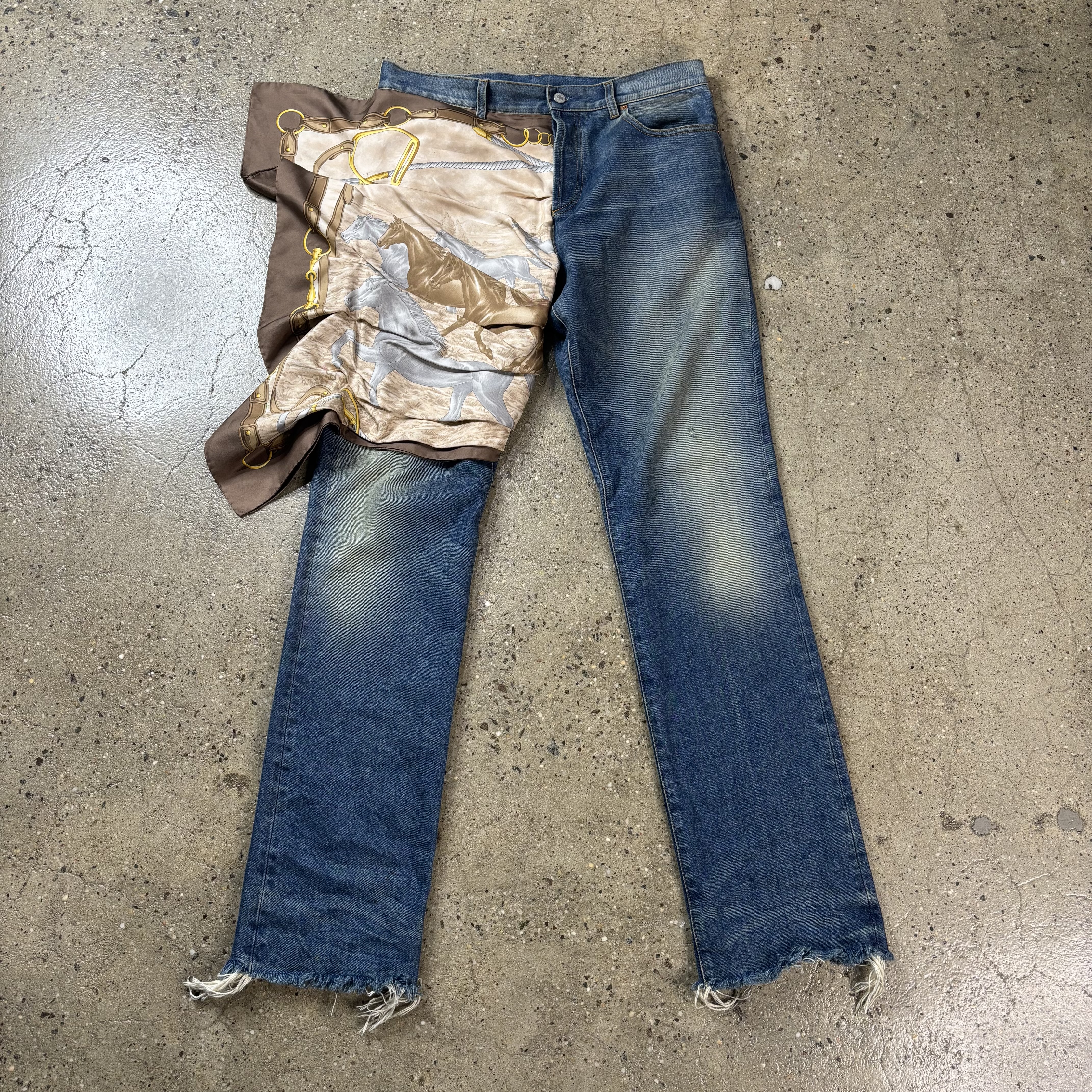 Silk Embellished Straight Leg Jeans 