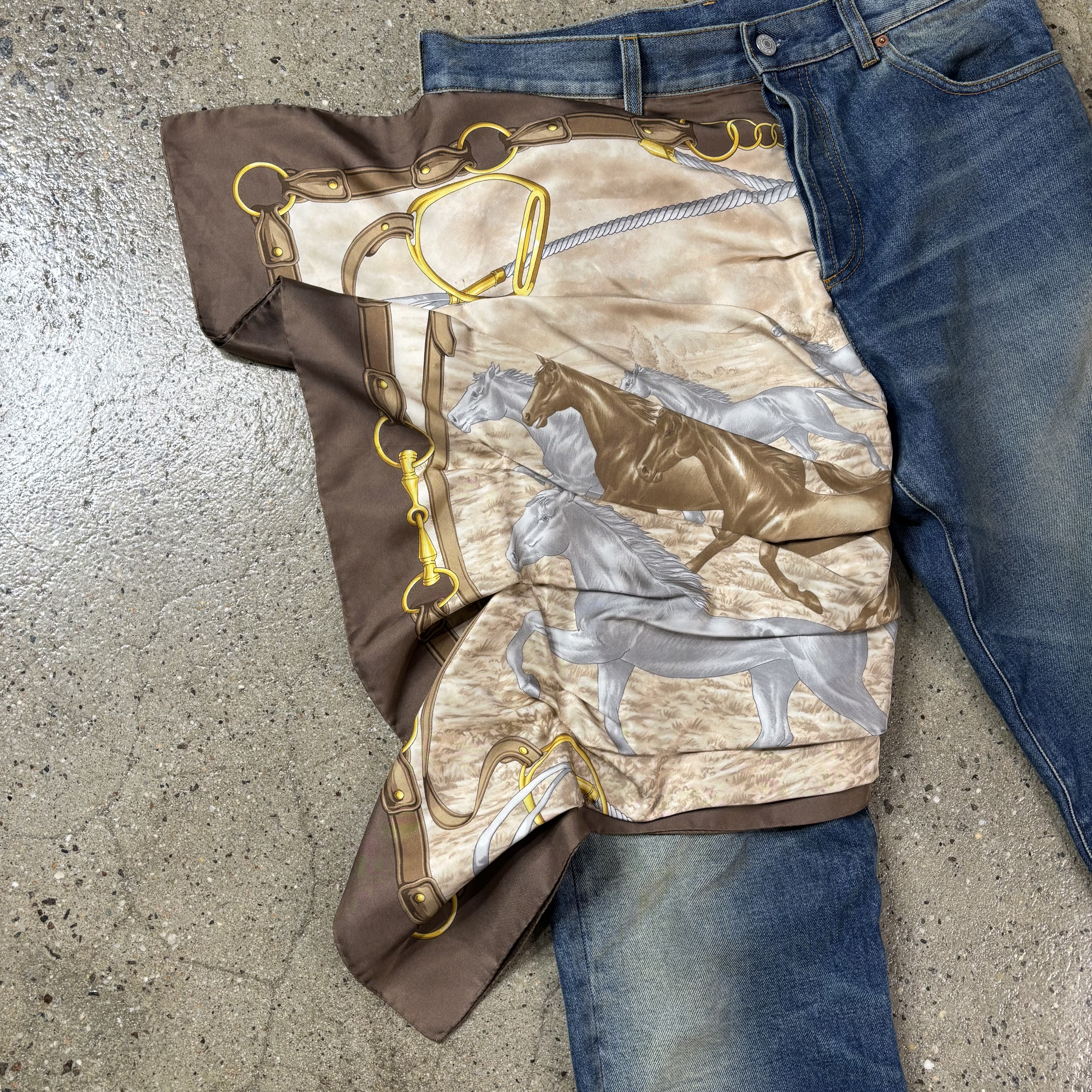 Gucci Silk Embellished Straight Leg Jeans - View 2