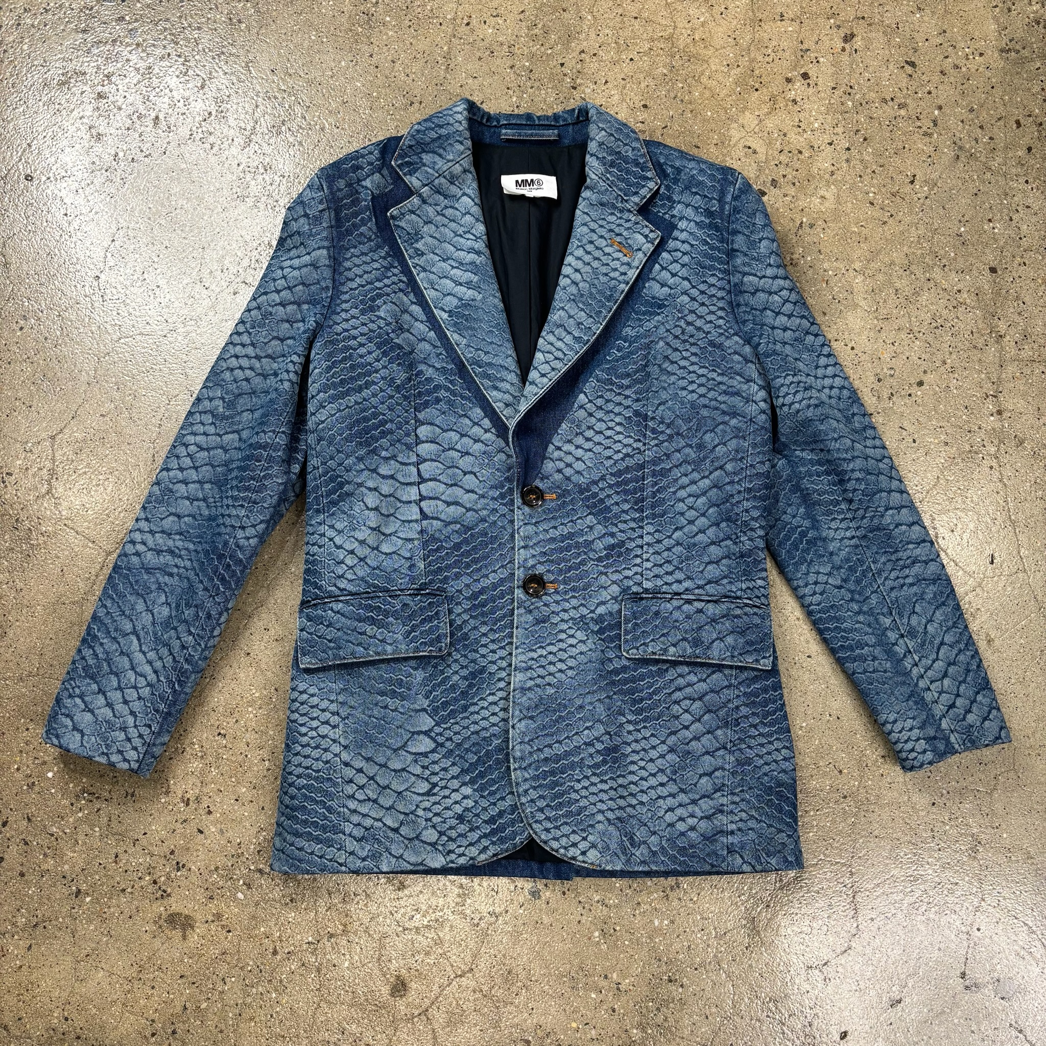 MM6 Snakeskin Print Denim Blazer