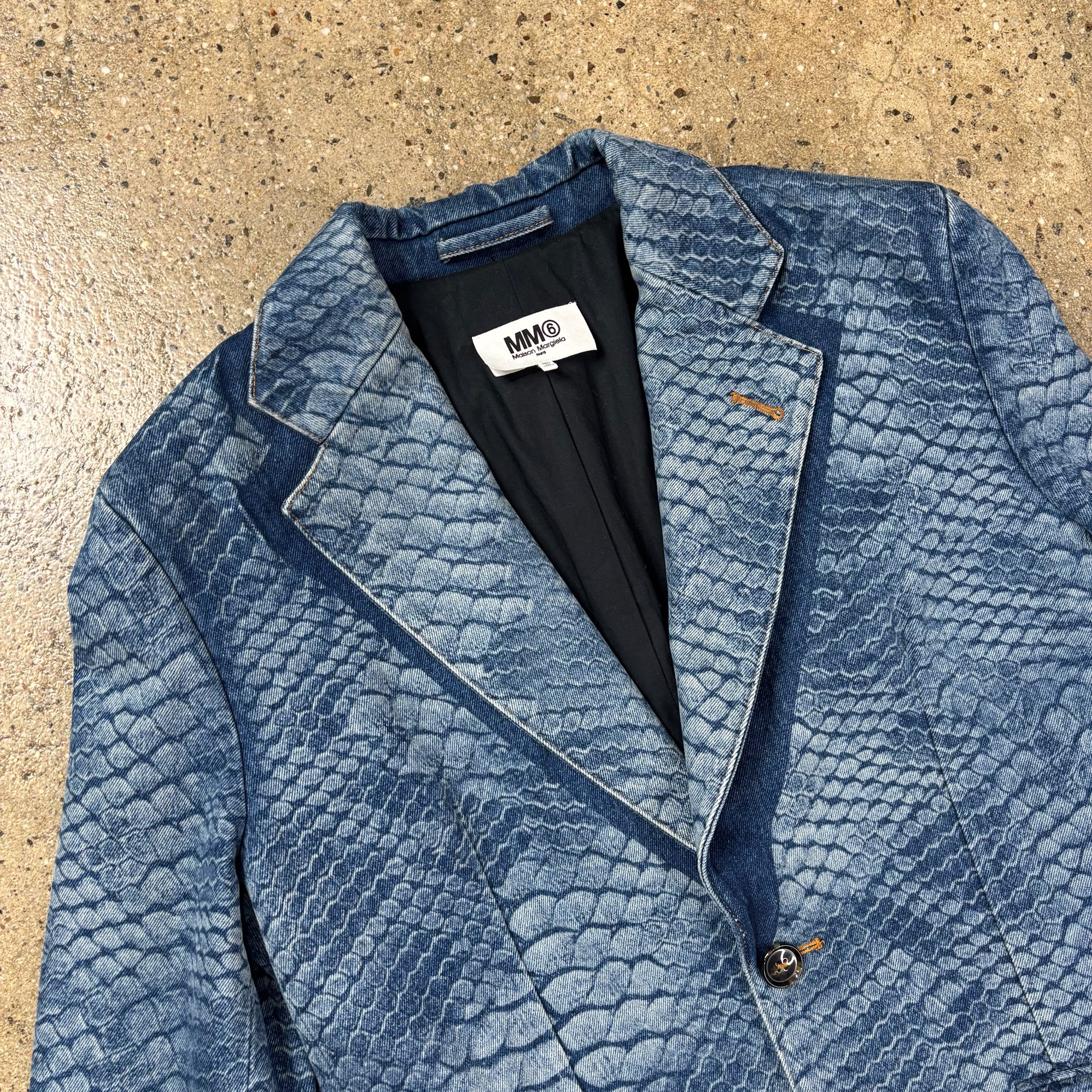 Maison Margiela MM6 Snakeskin Print Denim Blazer - View 3