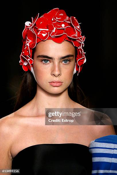 Miu Miu Leather Applique Runway Hat - View 6