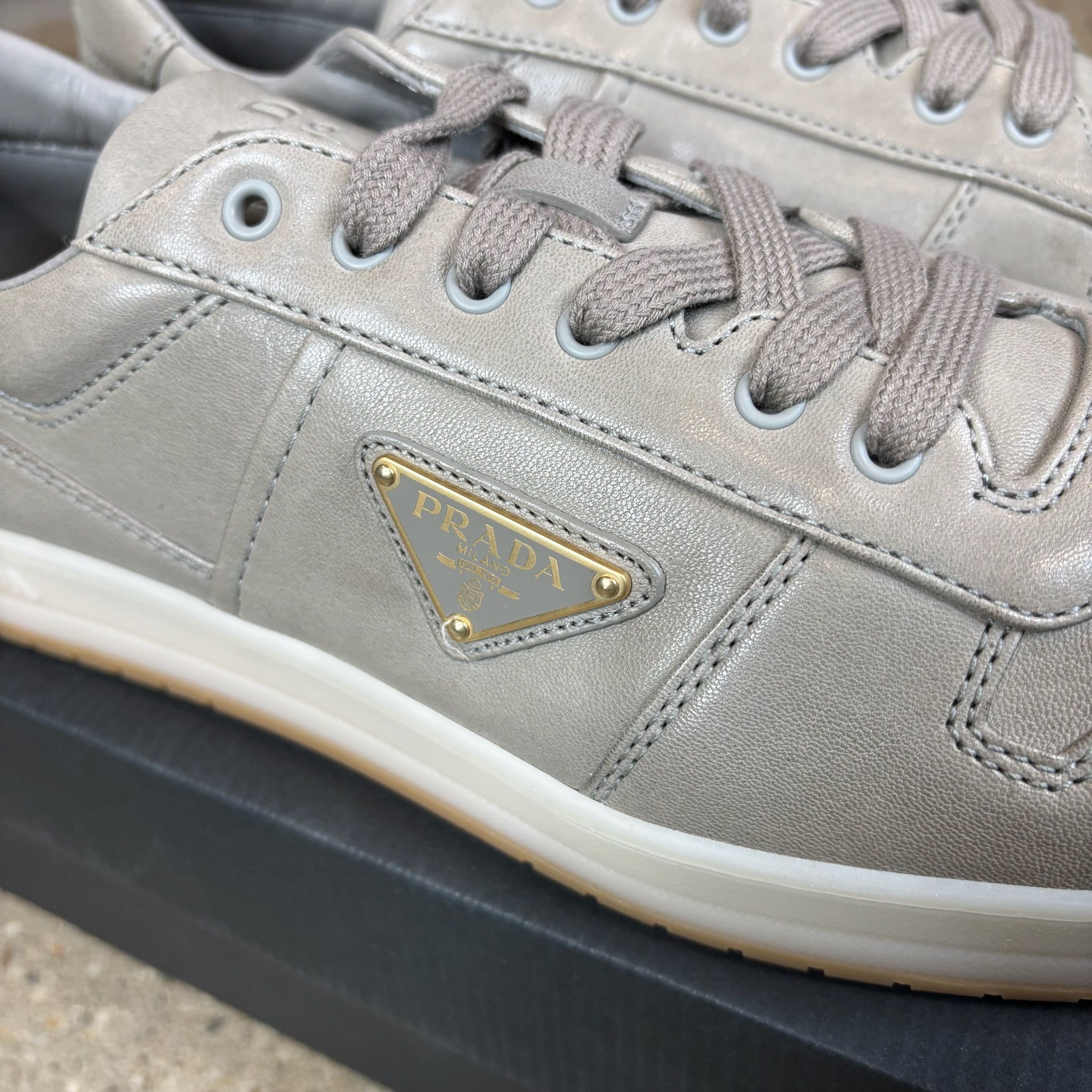 Prada Downtown Leather Sneakers - View 2