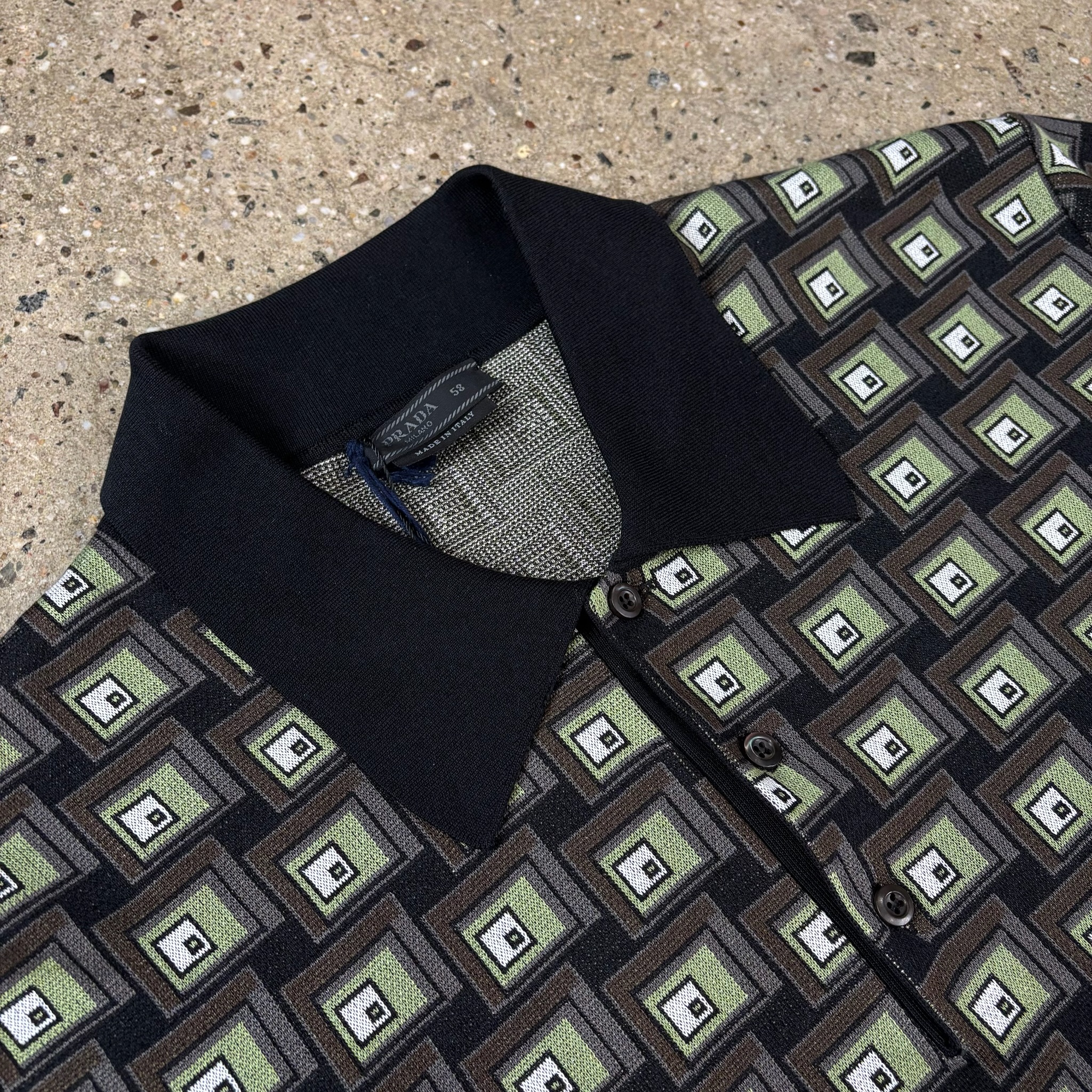 Prada Silk Patterned Polo Shirt - View 4