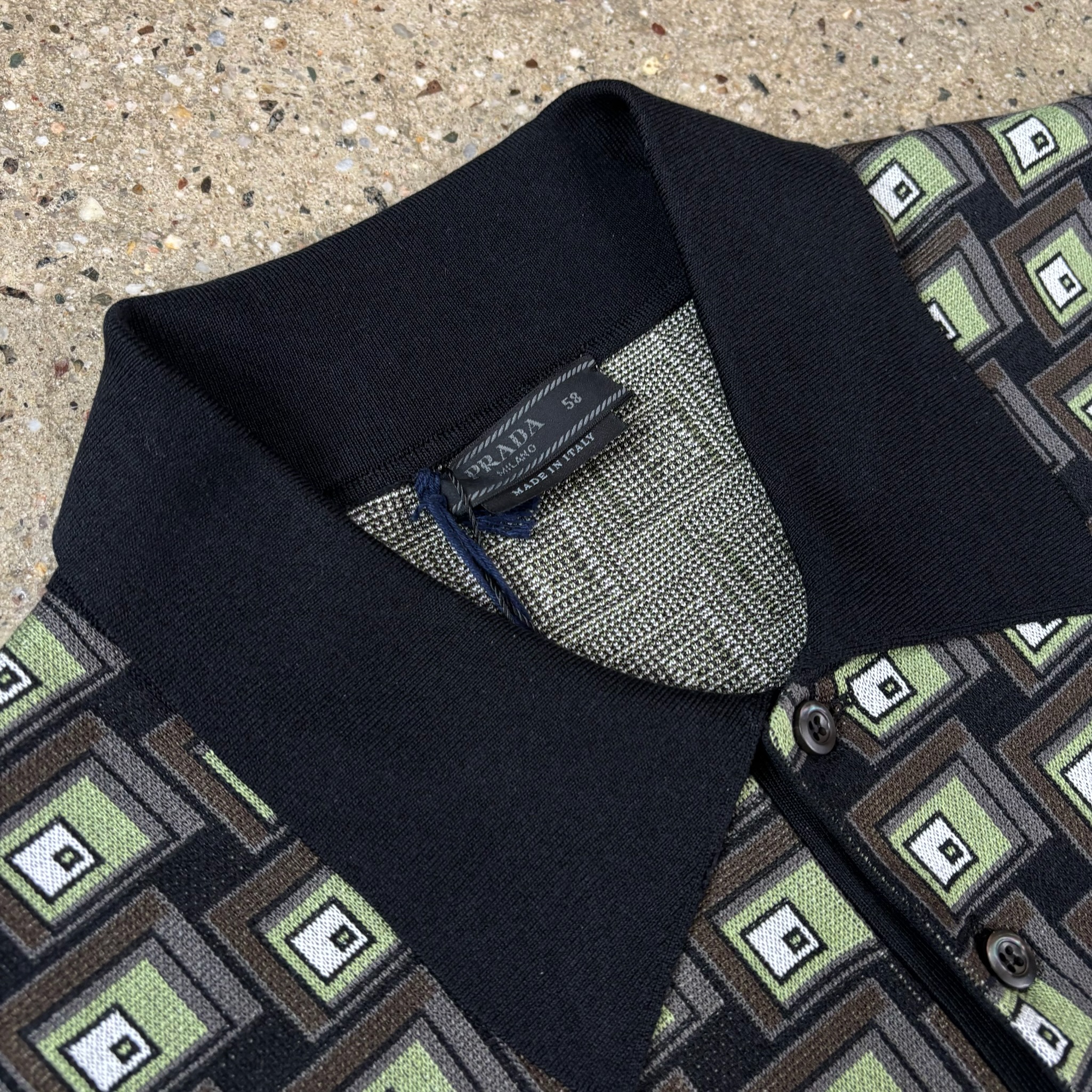 Prada Silk Patterned Polo Shirt - View 5