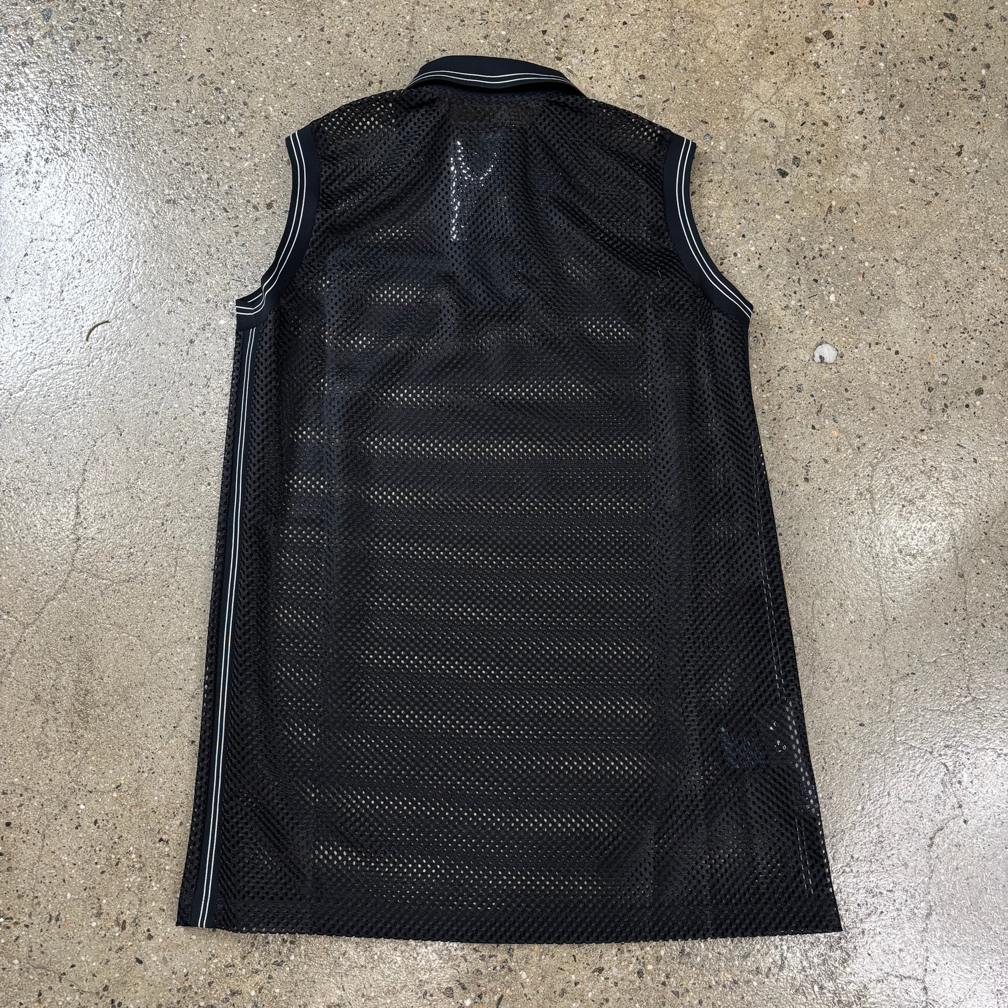 Prada Netted Sleeveless Polo Shirt - View 6