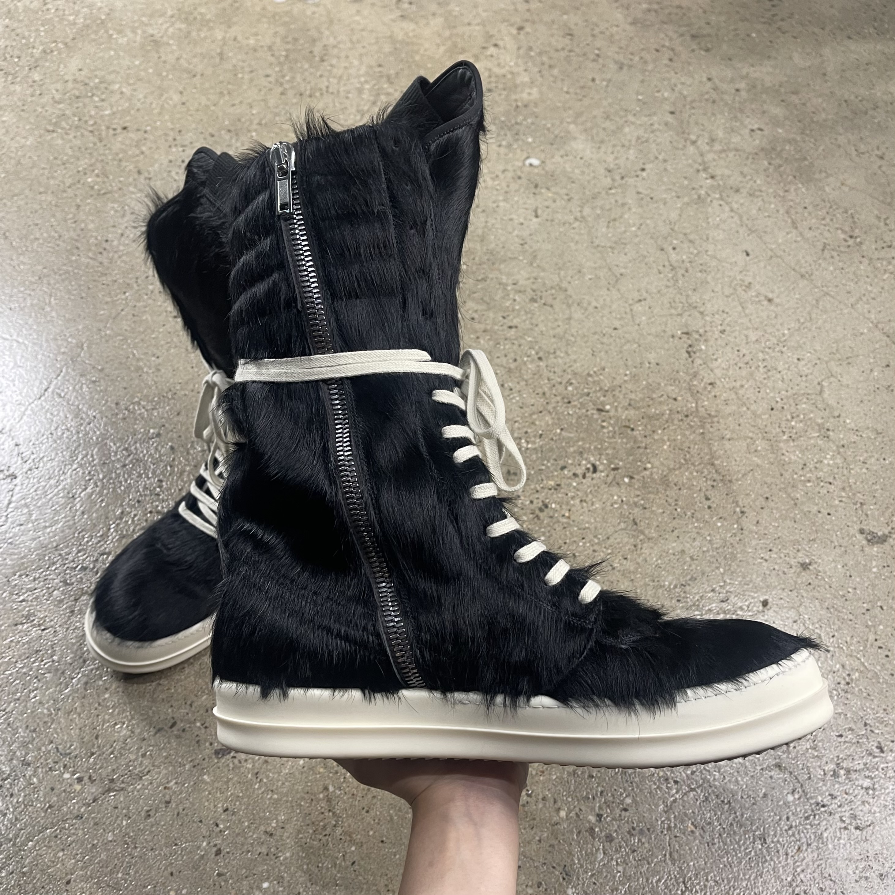 Rick Owens Fur Cargobasket Sneakers - View 2