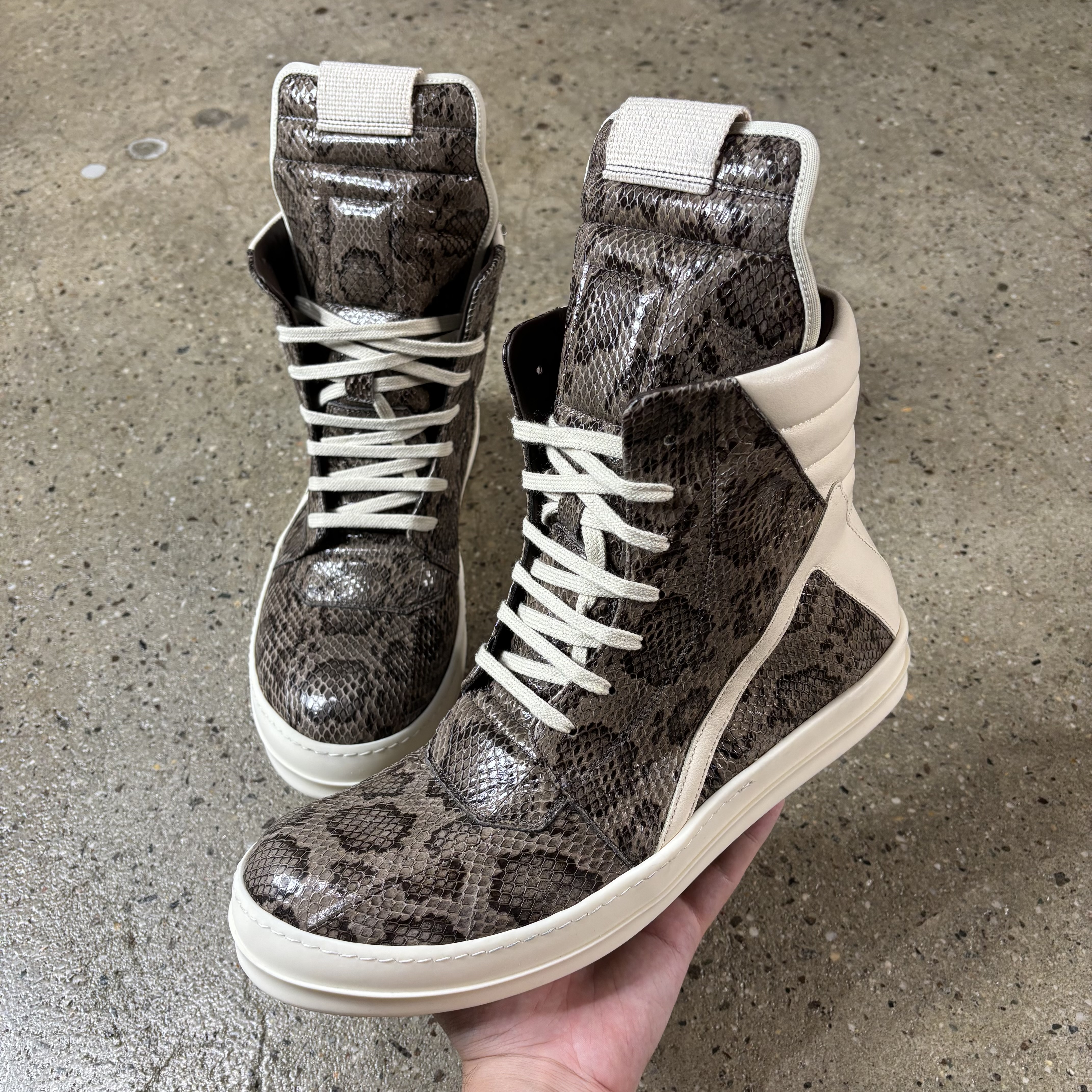 Rick Owens Snakeskin Geobaskets - View 2