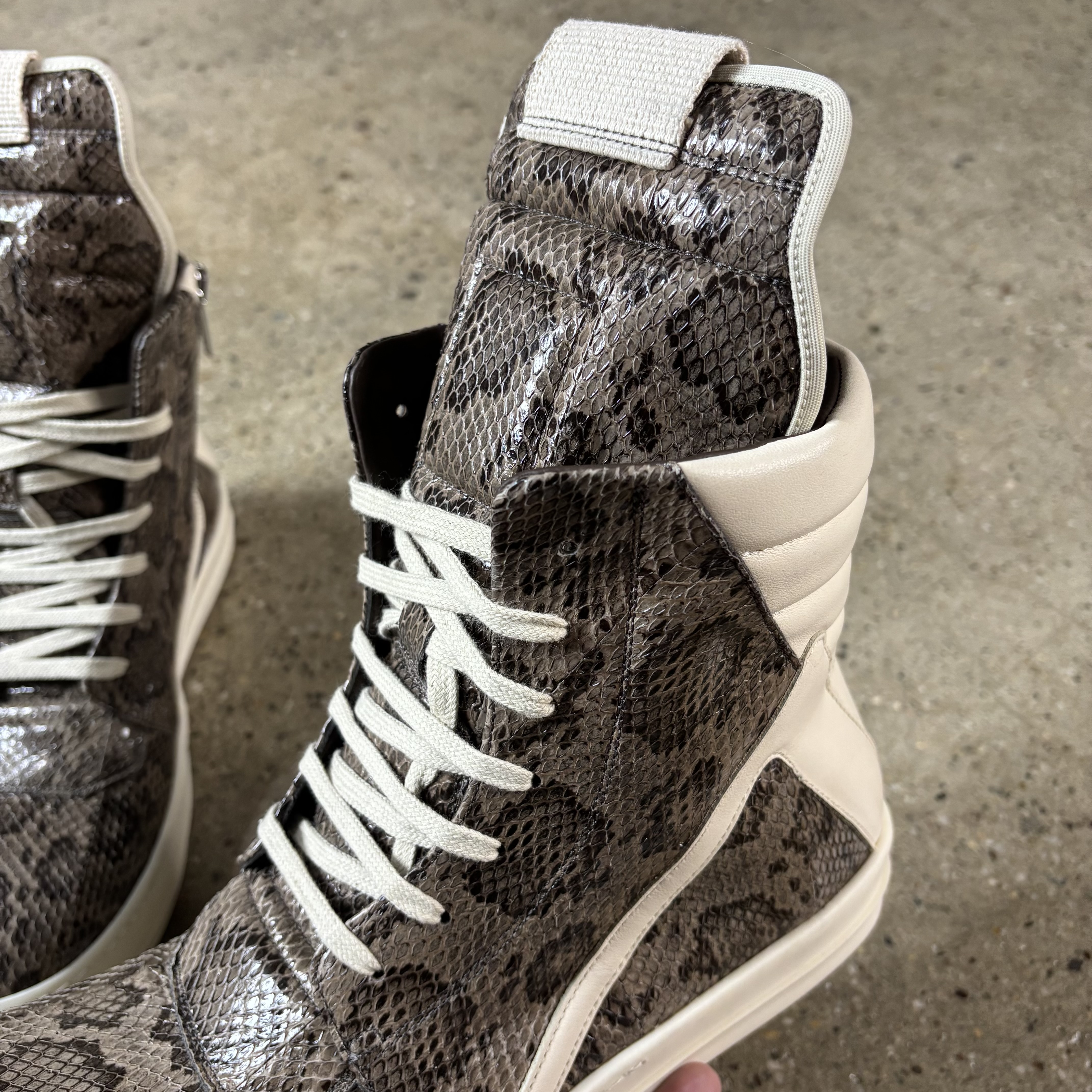 Rick Owens Snakeskin Geobaskets - View 3