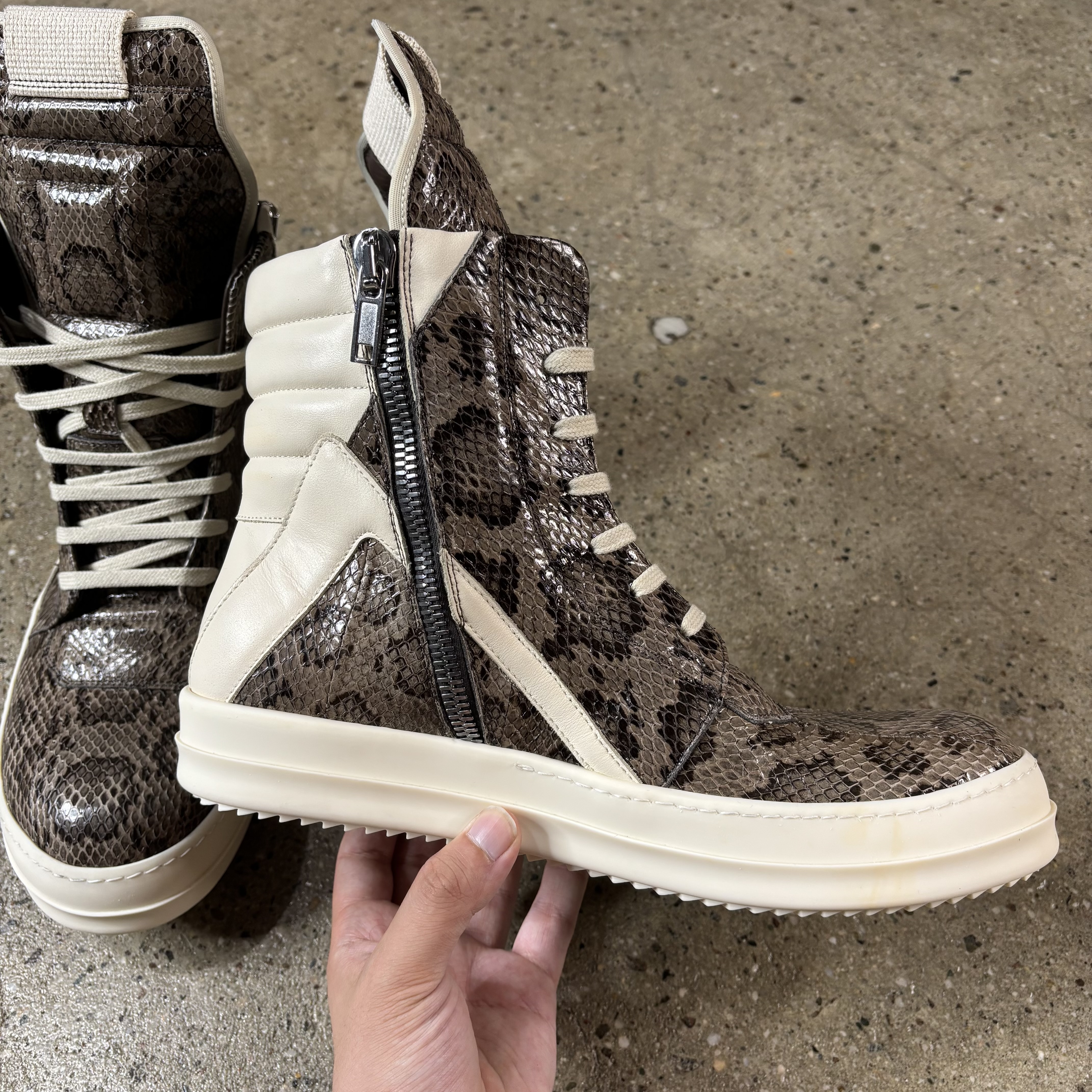 Rick Owens Snakeskin Geobaskets - View 4