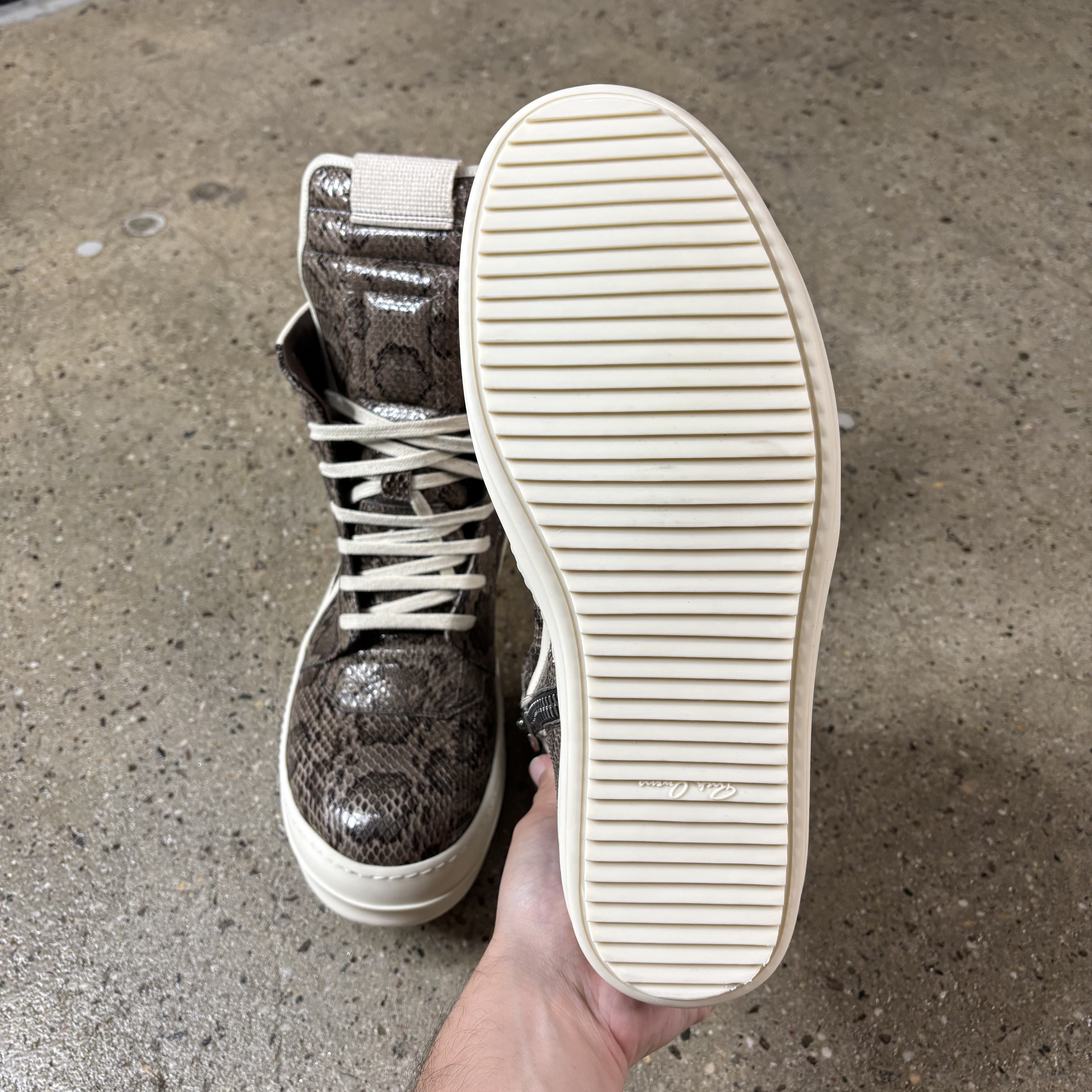 Rick Owens Snakeskin Geobaskets - View 5