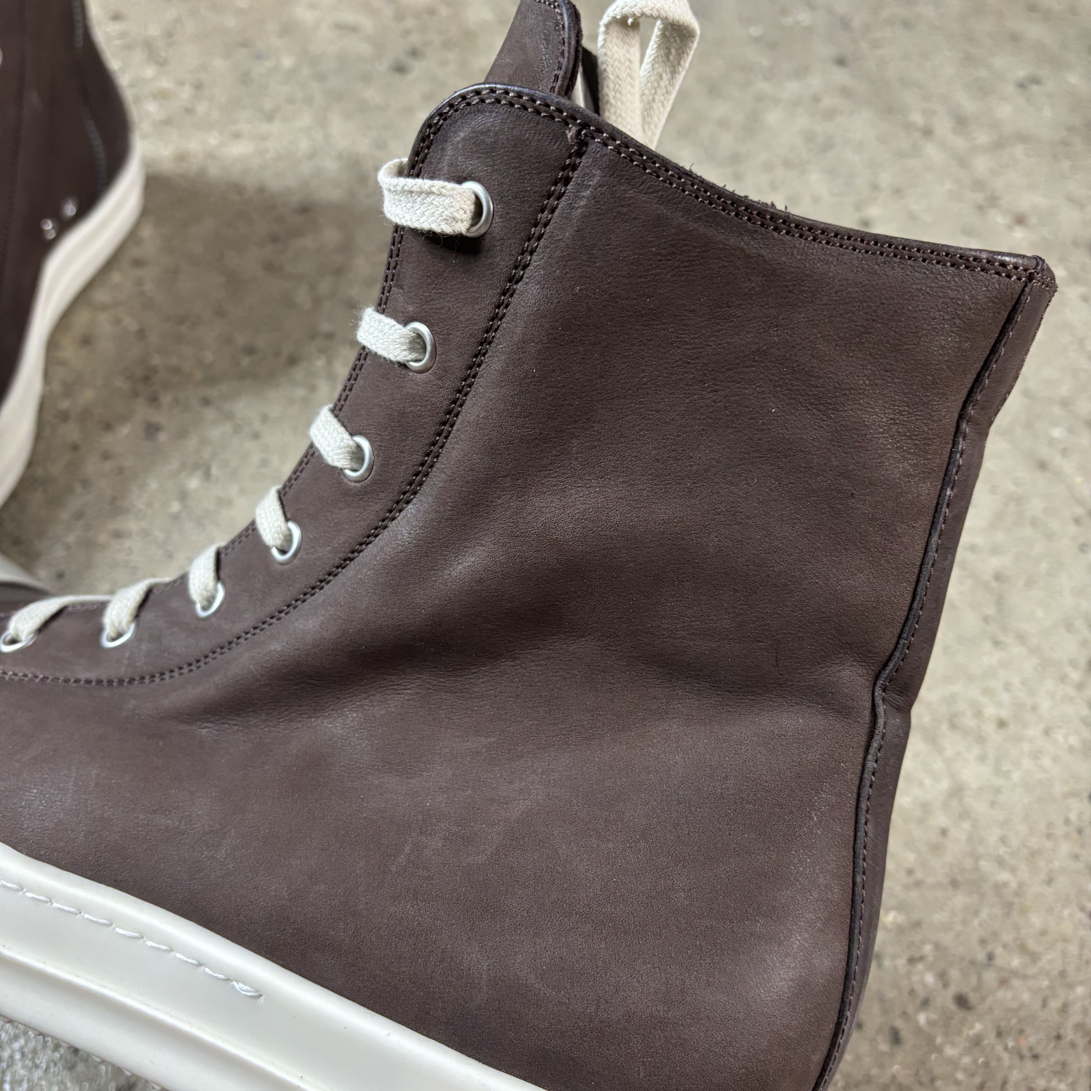 Rick Owens Brown Leather Ramones - View 5