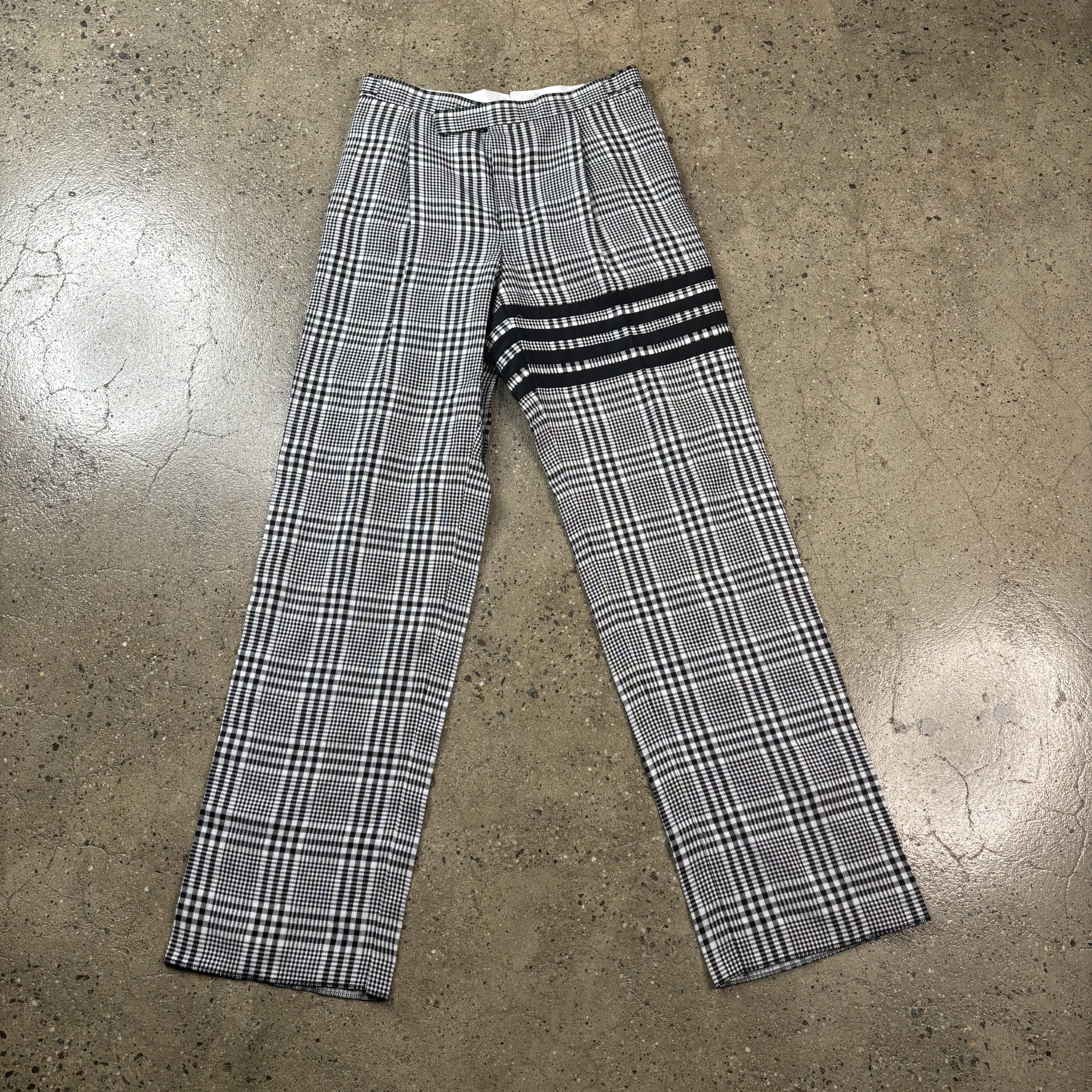 Straight Leg Checked Trousers