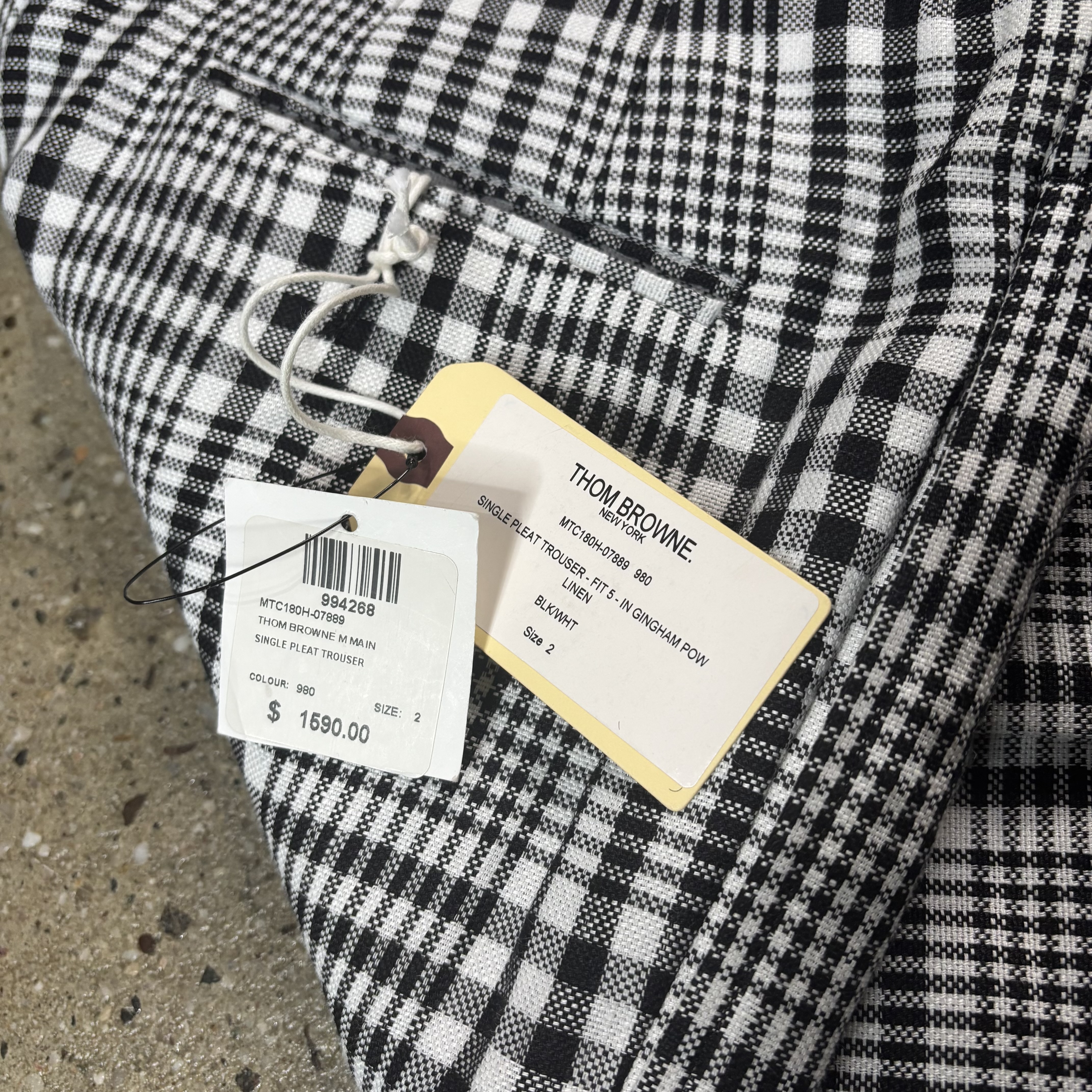 Thom Browne Straight Leg Checked Trousers - View 7