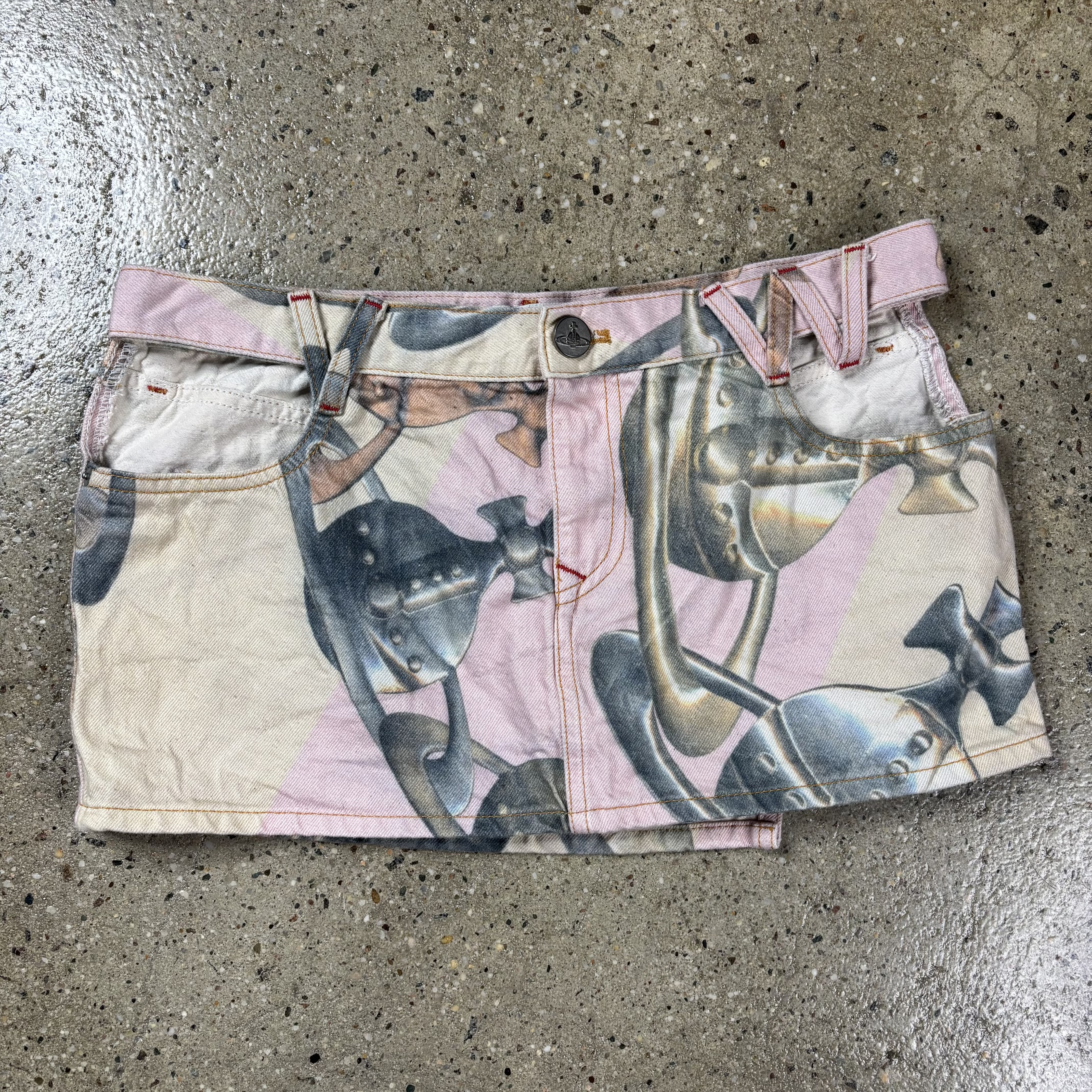 Orb Chain Low-rise Denim Miniskirt